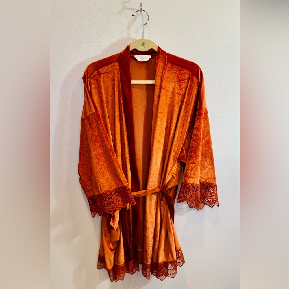 Burnt Orange Robe | 2X | Velvet & Lace | by Haden Harlow